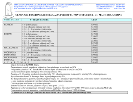 cenovnik pansionskih usluga za period 01. novembar 2014