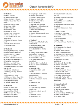 Seznam skladeb na karaoke DVD