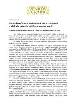 Zpráva o národní konferenci Venkov 2013 v Hranicích a Teplicích