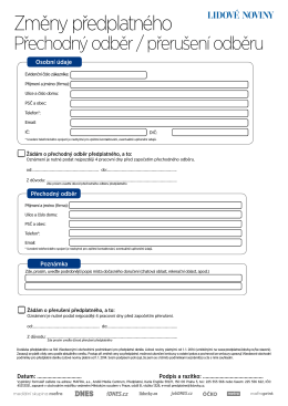 Stáhněte si formulář PDF. - Předplatné