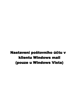Nastavení poštovního účtu v klientu Windows mail (pouze u