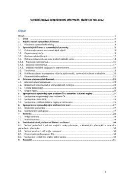 Výroční zpráva Bezpečnostní informační služby za rok 2012 Obsah