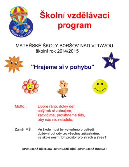 Školní vzdělávací program - Mateřská školka Boršov nad Vltavou