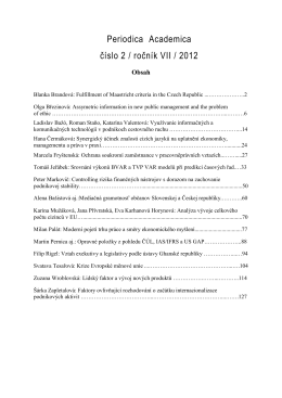 Periodica Academica číslo 2 / ročník VII / 2012