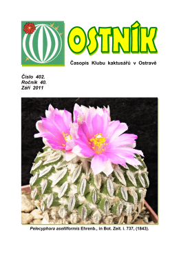 Časopis Klubu kaktusářů v Ostravě Číslo 402. Ročník 40. Září 2011