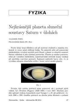 FYZIKA Nejkrásnější planeta sluneční soustavy Saturn v úlohách