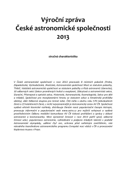 Výroční zpráva České astronomické společnosti 2013