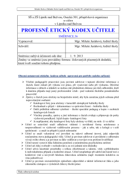Profesně-etický kodex učitele - Střední škola a Základní škola Lipník