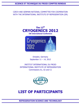 CRYOGENICS 2012 LIST OF PARTICIPANTS