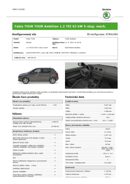 Specifikace Fabia TOUR Ambition 1,2 TSI