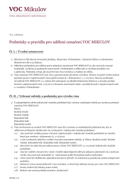 Podmínky a pravidla pro udělení označení VOC MIKULOV
