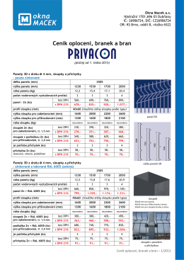 ceník oplocení, branek a bran Privacon - 2013 - hotovky