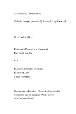 Scientific Legal Journal 2011 | Vol. 6 | No. 1 Univerzita Palackého