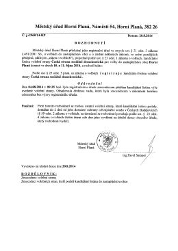 Městsk&yacute; &uacute;řad Horn&iacute; Plan&aacute;, N&aacute;měst&iacute; 54, Horn&iacute; Plan&aacute;, 382 26 Č. j