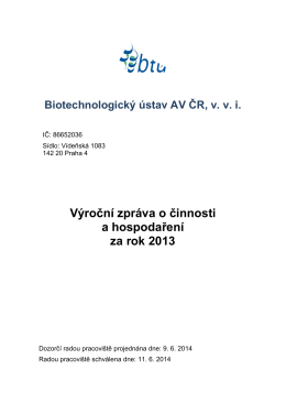 Výroční zpráva 2013 - Biotechnologický ústav AV ČR