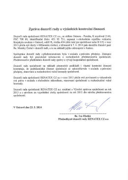 Zpráva dozorčí rady o výsledcích kontrolní činnosti