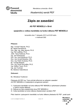 Zápis ze zasedání - Mendelova univerzita v Brně