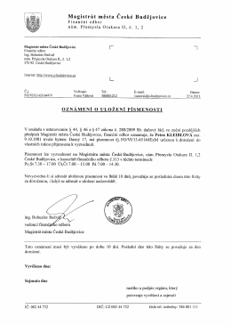 Magistr&aacute;t `města Česk&eacute; Budějovice