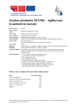 Sylabus předmětu 5EN306 – Aplikované kvantitativní metody