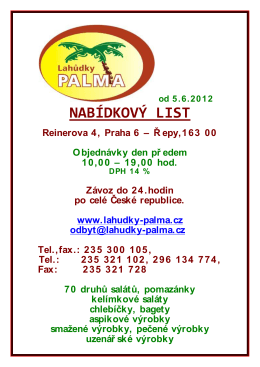 NABÍDKOVÝ LIST