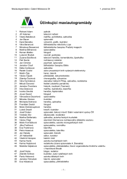 Maxiautogramiáda - seznam účastníků