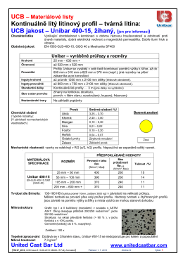 Materiálový list jakosti Unibar 400-15