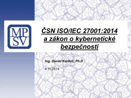 ČSN ISO/IEC 27001:2014 a zákon o kybernetické