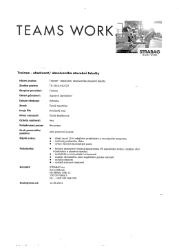 Trainee - absolvent/ absolventka stavebn&iacute; fakulty