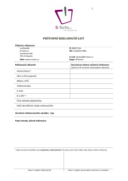 Formulář Průvodní reklamační list PDF - B