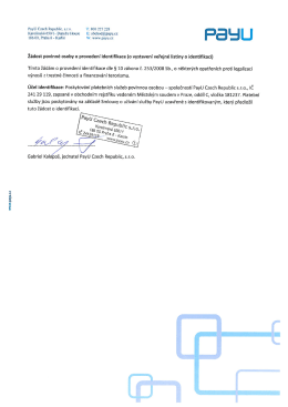 Ž&aacute;dost o proveden&iacute; identifikace