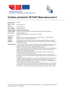 Sylabus předmětu 5EN403 Makroekonomie II