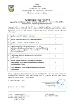 V&yacute;ročn&iacute; zpr&aacute;va za rok 2014
