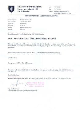 MĚSTSK&Yacute; &Uacute;ŘAD BENE&Scaron;OV tel: 317 754111 - BENTI
