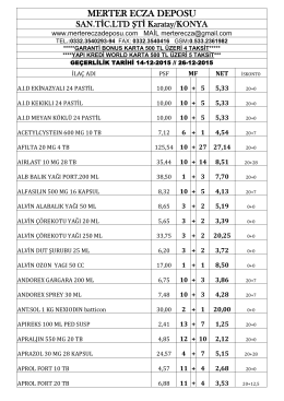 Fiyat Listesi İndir - merter ecza deposu