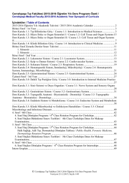 Cerrahpasa Medical Faculty Curriculum Synopsis (All Years)