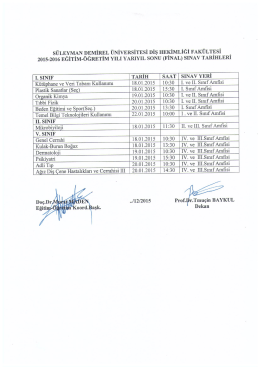 2015-2016 eğitim-&ouml;ğretim yılı yarıyıl sonu (final) sınav tarihleri