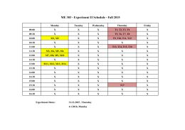 ME 303 - Experiment II Schedule