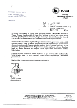 türkiye-kırgızistan yatırım ve iş forumu 21 ocak 2016 hk.