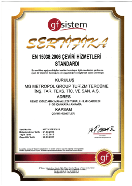 EN 15038 Sertifikası