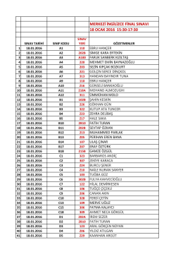 merkezi ingilizce final sınavı 18 ocak 2016 15:30