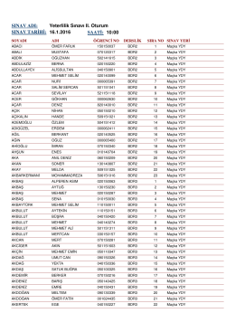 SINAV TARİHİ: 16.1.2016 SINAV ADI: Yeterlilik Sınavı II. Oturum
