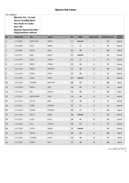 Öğrenci Not Listesi