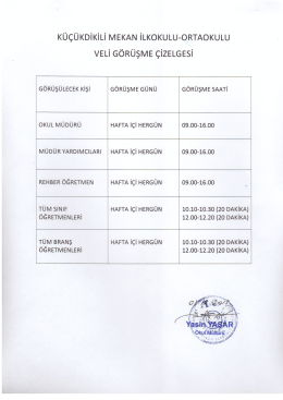 Veli G&ouml;r&uuml;şme &Ccedil;izelgesi - K&uuml;&ccedil;&uuml;kdikili Mekan Ortaokulu