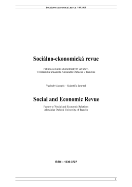 Sociálno-ekonomická revue Social and Economic Revue