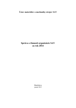 Annual report 2014 - Ústav materiálov a mechaniky strojov SAV