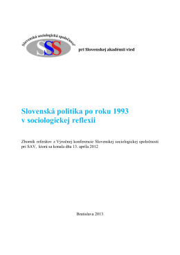Slovenská politika po roku 1993 v sociologickej reflexii