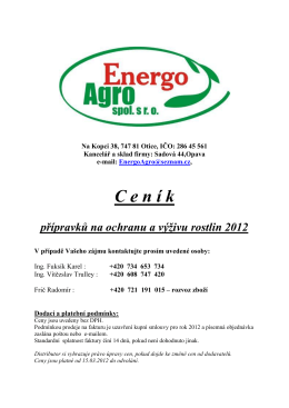 Cenik 2012 - EnergoAgro spol. s ro