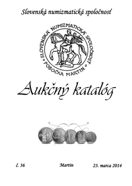 Aukčný katalóg - Slovenská numizmatická spoločnosť, pobočka