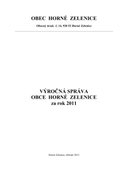 Výročná správa obce Horné Zelenice za rok 2011