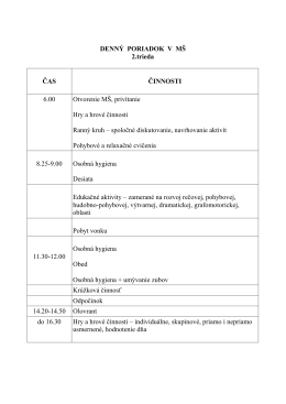 DENNÝ PORIADOK V MŠ 2.trieda ČAS ČINNOSTI